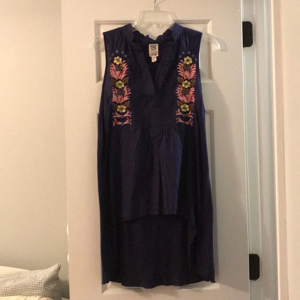navy anthropologie high low top with embroidery!